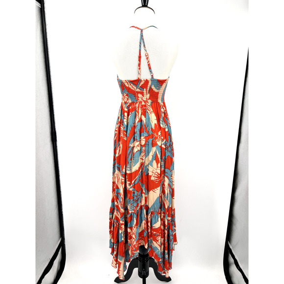 Free People Intimately Small heat wave maxi dress red Blue Asymmetric Hem - Picture 3 of 10
